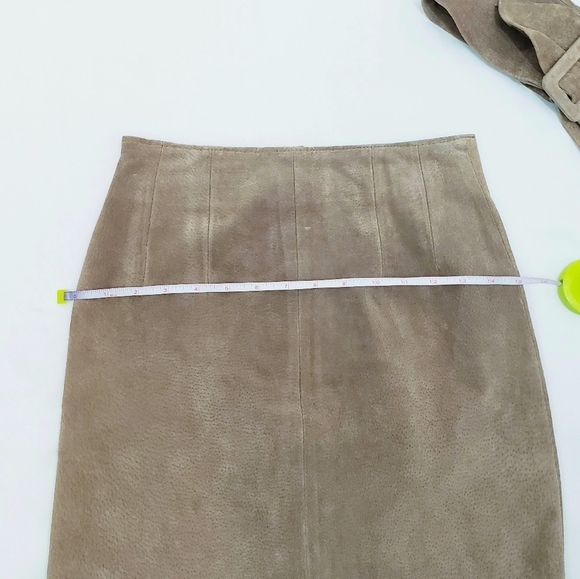 Vintage 80's BB Dakota Leatherwear Mini Leather Skirt Tan - Picture 4 of 8